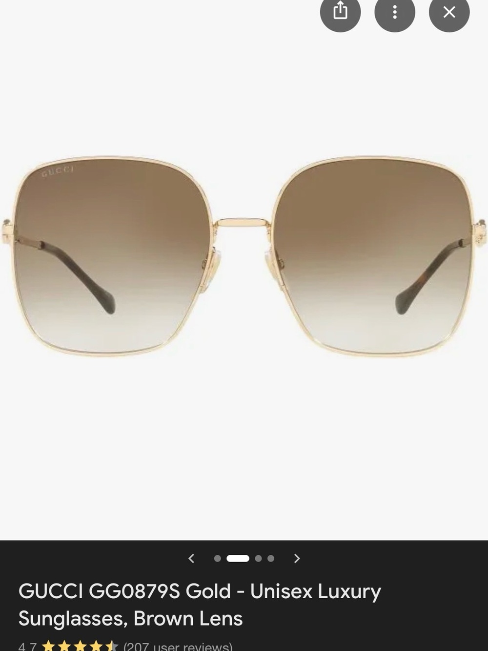 Gucci GG0879S Gold Frame Sunglasses with Yellow-Tinted Lenses - Picture 14 of 14